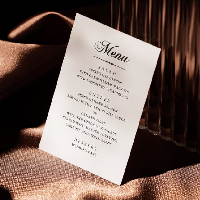 Elegant classic minimalist calligraphy wedding menu (Creator Uploaded)
