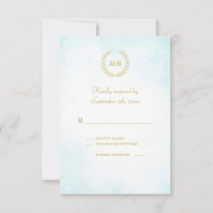 Elegant Classic Minimalist Monogram Turquoise RSVP Card
