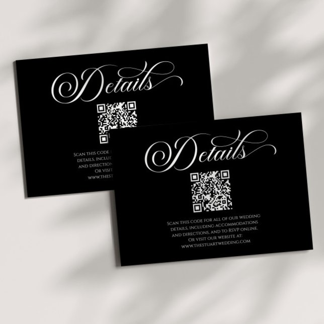 Elegant Classic Minimalist QR Code Wedding Details Enclosure Card (Creator Uploaded)