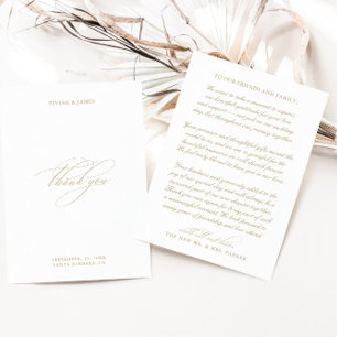 Elegant Classic Minimalist White Wedding Thank You Card