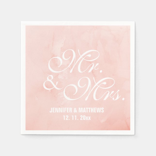 Elegant classic Mint Mr. and Mrs. Wedding Monogram Napkin (Front)