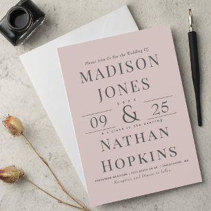 Elegant Classic Modern Blushing Rose Wedding  Invitation