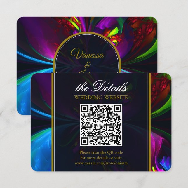 Elegant Classic Modern Floral Pattern #902 Wedding Enclosure Card (Front/Back)