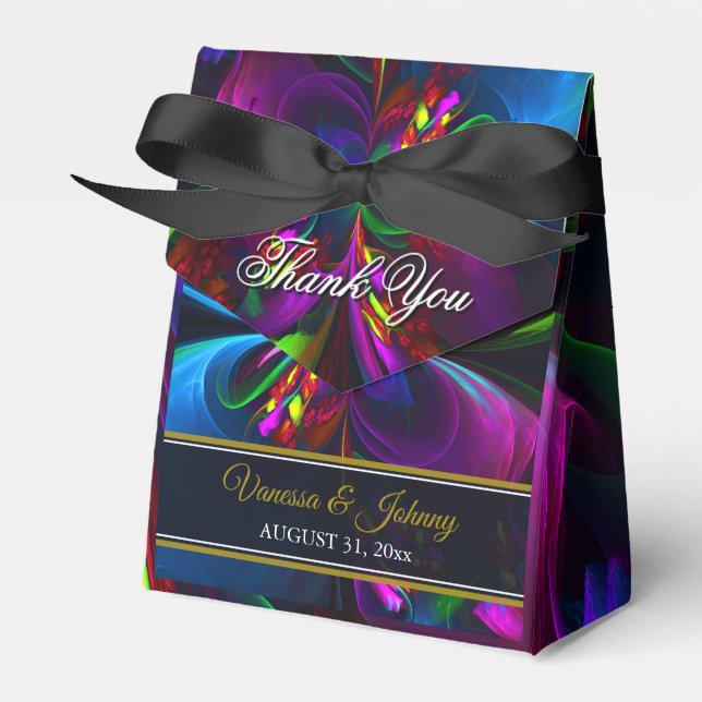 Elegant Classic Modern Floral Pattern #902 Wedding Favour Box (Front Side)