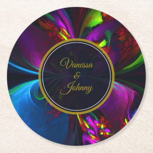 Elegant Classic Modern Floral Pattern #902 Wedding Round Paper Coaster