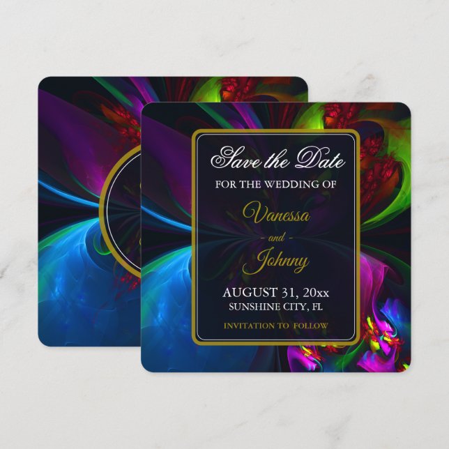 Elegant Classic Modern Floral Pattern #902 Wedding Save The Date (Front/Back)