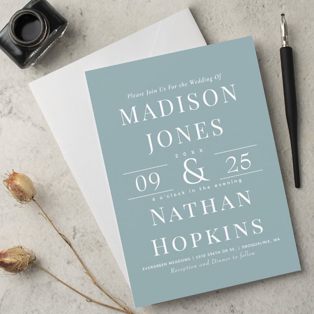 Elegant Classic Modern Sea Glass Wedding Invitation (Creator Uploaded)