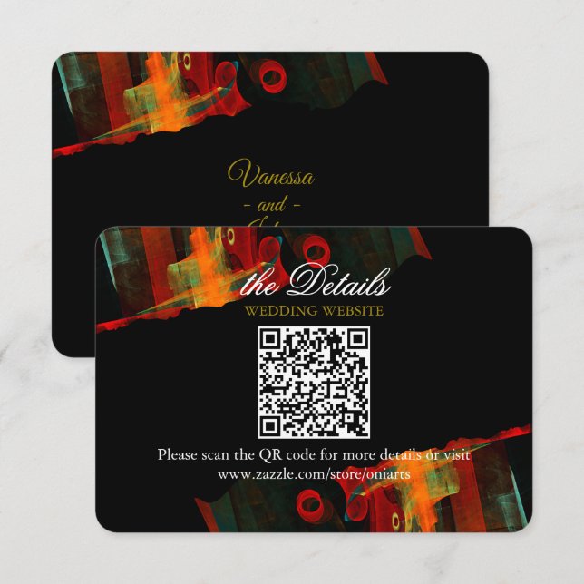 Elegant Classic Modern Trendy Pattern #903 Wedding Enclosure Card (Front/Back)