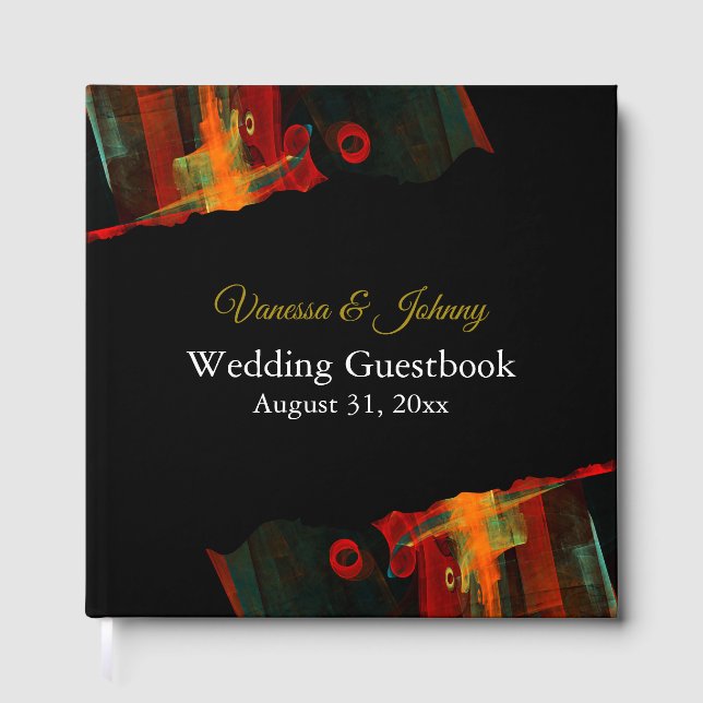 Elegant Classic Modern Trendy Pattern #903 Wedding Guest Book (Front)