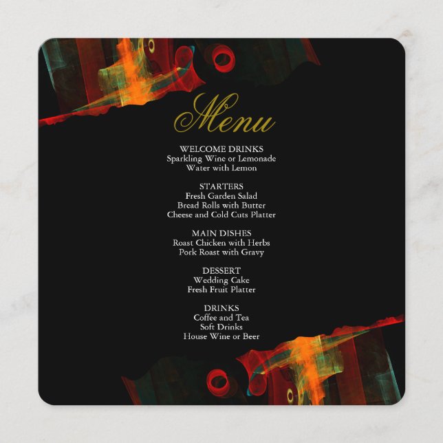 Elegant Classic Modern Trendy Pattern #903 Wedding Menu (Front)