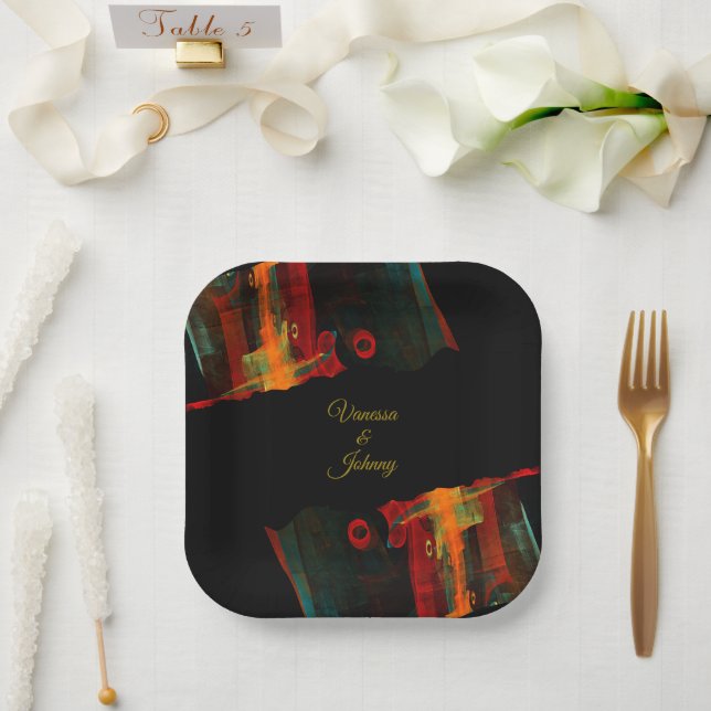 Elegant Classic Modern Trendy Pattern #903 Wedding Paper Plate (Wedding)