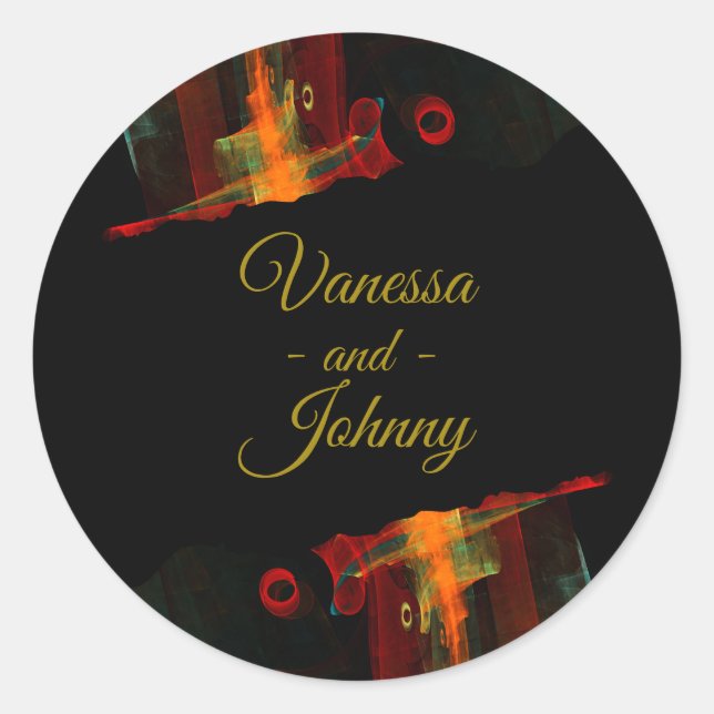 Elegant Classic Modern Trendy Pattern #903 Wedding Round Sticker (Front)