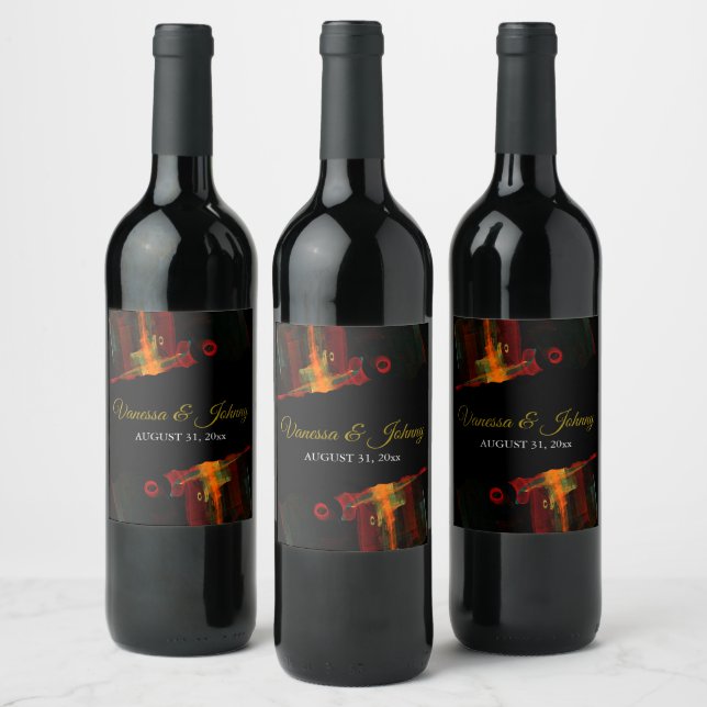 Elegant Classic Modern Trendy Pattern #903 Wedding Wine Label (Bottles)