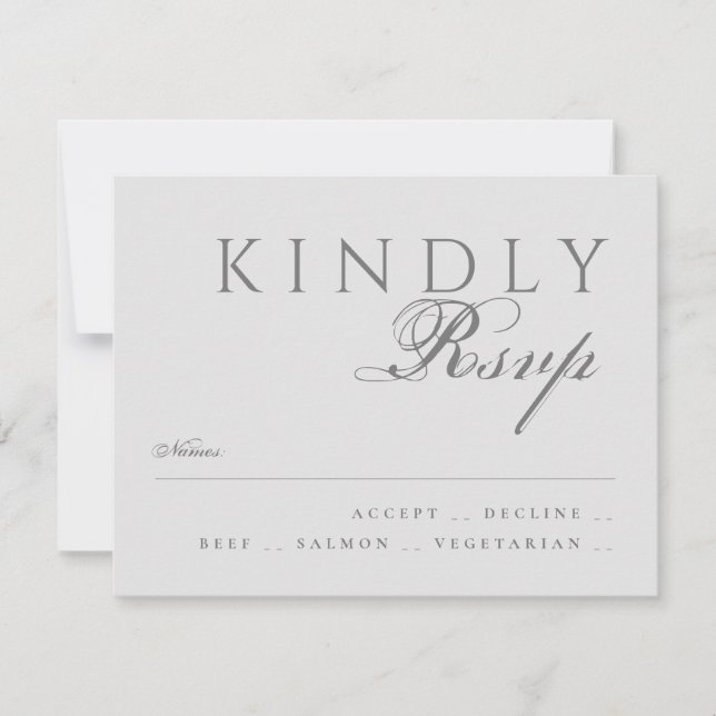 Elegant Classic Modern Typography Gray Wedding RSVP Card (Front)