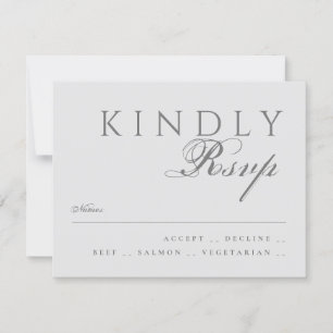 Elegant Classic Modern Typography Grey Wedding RSVP Card