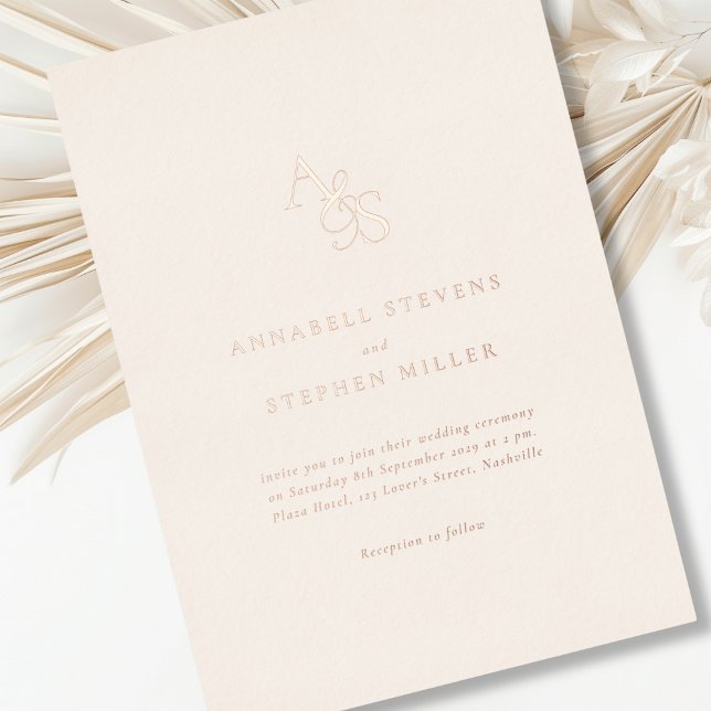 Elegant, Classic, Monogram, Beige, Foil, Wedding   (Creator Uploaded)