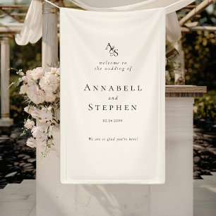 Elegant, Classic, Monogram, Beige, Wedding Banner