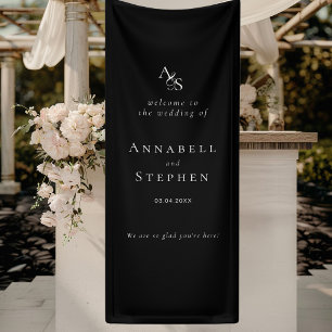 Elegant, Classic, Monogram, Black, Wedding Banner