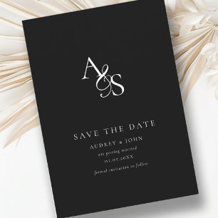 Elegant, Classic, Monogram, Black, Wedding Save The Date