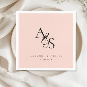 Elegant, Classic, Monogram, Blush-Pink, Wedding Napkin