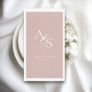 Elegant, Classic, Monogram, Blush-Rose, Wedding Napkin