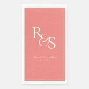 Elegant Classic Monogram Coral Wedding Napkin