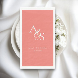 Elegant, Classic, Monogram, Coral, Wedding Napkin
