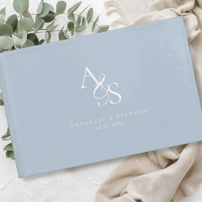 Elegant, Classic, Monogram, Powder-Blue, Wedding Guest Book (Elegant, Classic, Monogram, Powder-Blue, Wedding Guest Book)