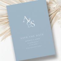 Elegant, Classic, Monogram, Powder-Blue, Wedding