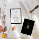 Elegant | Classic Monogram QR Code Wedding  Invitation<br><div class="desc">Black and white timeless and stylish monogram leaf wedding invitation with QR code and more detailed information on the back.</div>