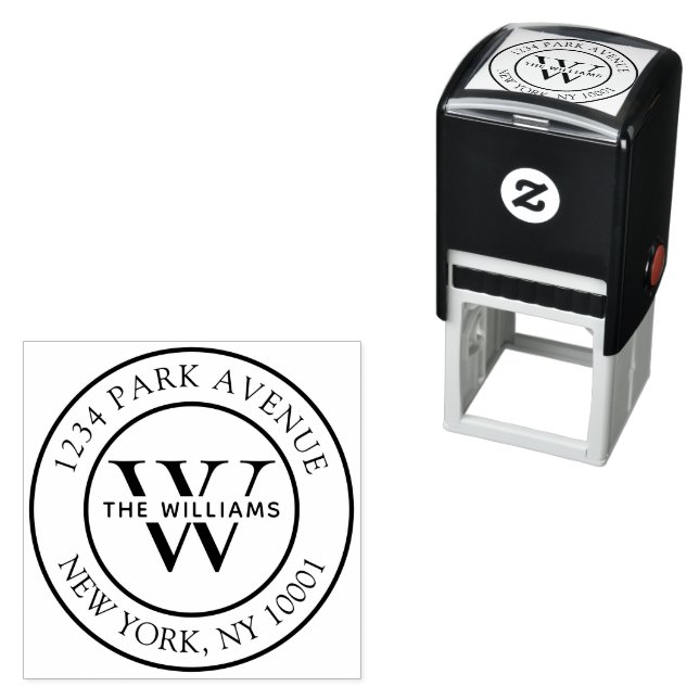Elegant Classic Monogram Return Address Self-inking Stamp (In Situ)