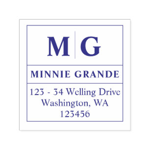 Elegant Classic Monogram Return Address Square Self-inking Stamp