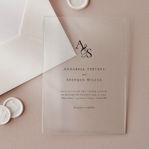 Elegant, Classic, Monogram, Wedding  Acrylic Invitations