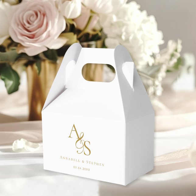 Elegant, Classic, Monogram, Wedding Favour Box (Elegant, Classic, Monogram, Ampersand, White, Wedding Favor Boxes. With your Monogram, Name & Date.)