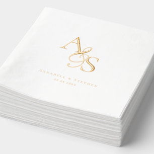 Elegant, Classic, Monogram, Wedding  Foil Napkins