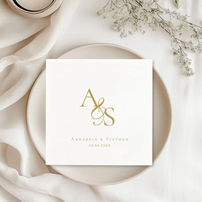 Elegant, Classic, Monogram, Wedding Napkin (Elegant, Ampersand, Classic, Monogram, Wedding Napkins)