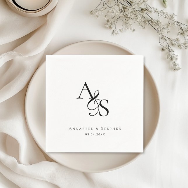 Elegant, Classic, Monogram, Wedding Napkin (Creator Uploaded)
