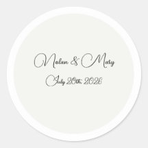 Elegant Classic Monogram Wedding Round Sticker