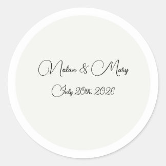 Elegant Classic Monogram Wedding Round Sticker