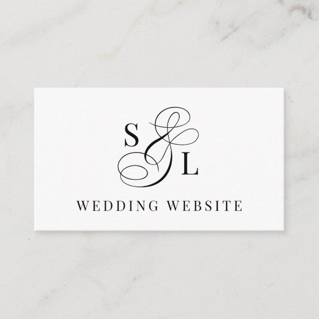 Elegant Classic Monogram Wedding RSVP QR Code Enclosure Card (Front)