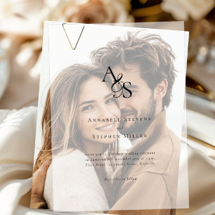 Elegant, Classic, Monogram, Wedding Vellum Invitations