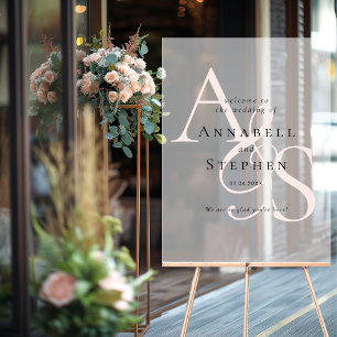 Elegant, Classic, Monogram, White, Wedding Acrylic Sign