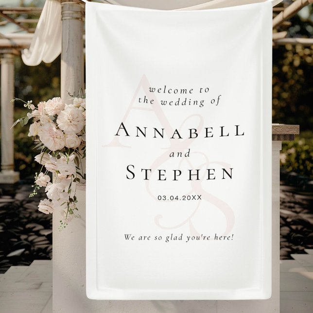 Elegant, Classic, Monogram, White Wedding Banner (Elegant, Classic, Monogram, White Wedding Banner)