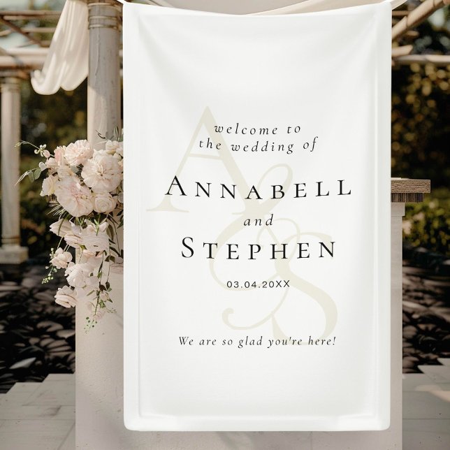 Elegant, Classic, Monogram, White Wedding Banner (Elegant, Classic, Monogram, White Wedding Banner)