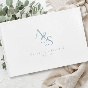 Elegant, Classic, Monogram, White, Wedding Guest Book