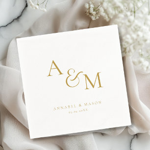 Elegant Classic Monogram White Wedding Napkin