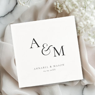 Elegant Classic Monogram White Wedding Napkin