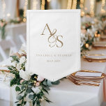 Elegant, Classic, Monogram, White, Wedding Pennant<br><div class="desc">Elegant,  Classic,  Monogram,  White,  Wedding Pennant with your names & date.</div>