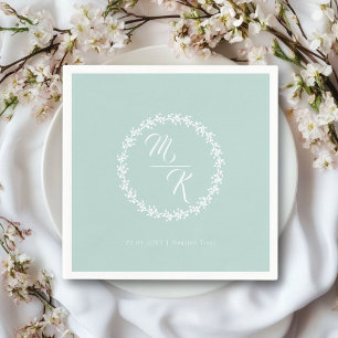 Elegant, classic monogram wreath napkin