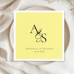 Elegant, Classic, Monogram, Yellow, Wedding Napkin